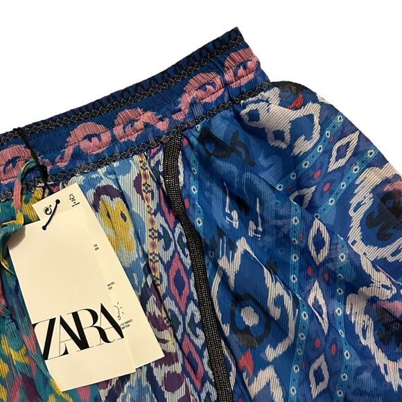 ZARA NWT Boho Mixed Prints Asymmetrical Hem Mini Skirt XS - Picture 7 of 16